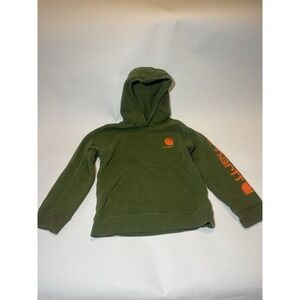Carhartt Graphic Pullover Hoodie Chive Fleece Long Sleeve Youth Boys Size Small